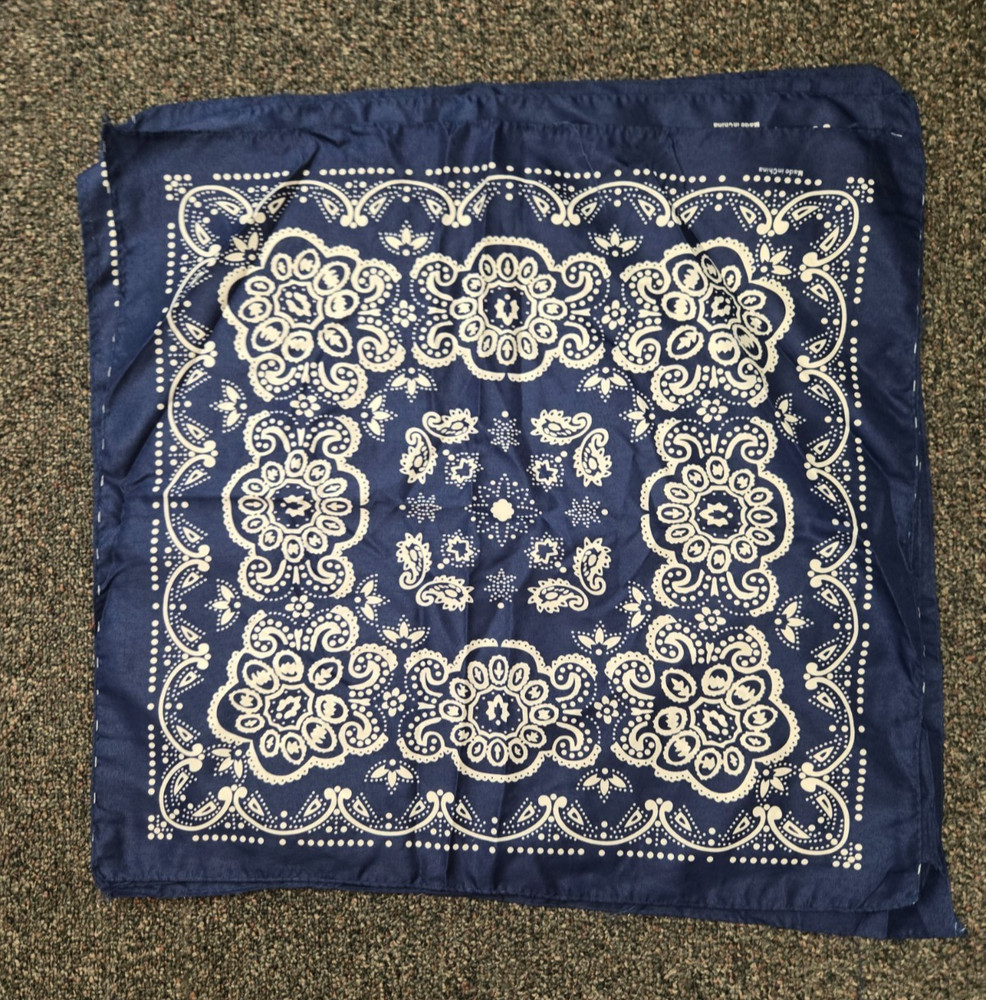 Set of 15 Dark Blue Paisley Bandanas ~18.5×20″ – Excellent for Crafts/Sewing!
