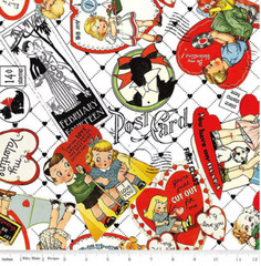 RETRO VINTAGE VALENTINES CARD TOSS WHITE TAKE HEART FRISCH RILEY BLAKE FABRIC HY