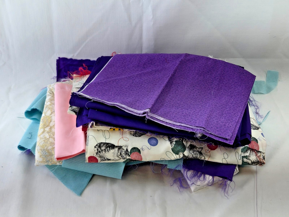 Various Fabrics Swatches 3.12 Lbs Cotton/Nylon/Polyester/Satin/Lace