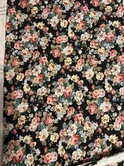 Peter Pan Fabrics Florals Black Chintz Cotton Fabric 60”x 3 Yards Vintage