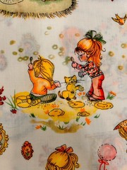 Darling 70s Girls With Cats Manes Holly Hobbie Inspired 45” Wide 7 Yards Fabric