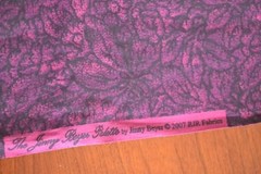 By 1/2 Yd, Purple Pink Flowers Leaves on Black Cotton, Jinny Beyer Palette,B693