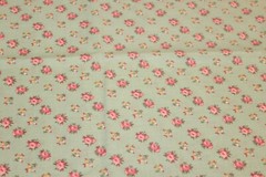 1930s reproduction fabric cotton quilt Teal w/ pink mauve flowers 43″x1/2 yd