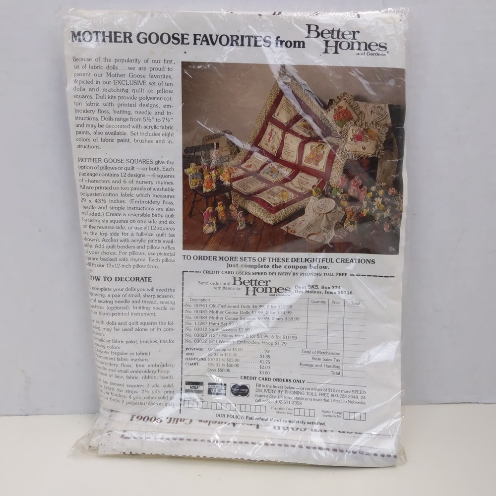 Better Homes Gardens Mother Goose Favorites Fabric Quilt Craft Kit Nursery DIY
