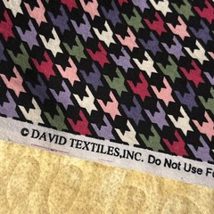 David Textiles Fabric Geometric Black Pink Purple Green Remnant Houndstooth 3 Yd