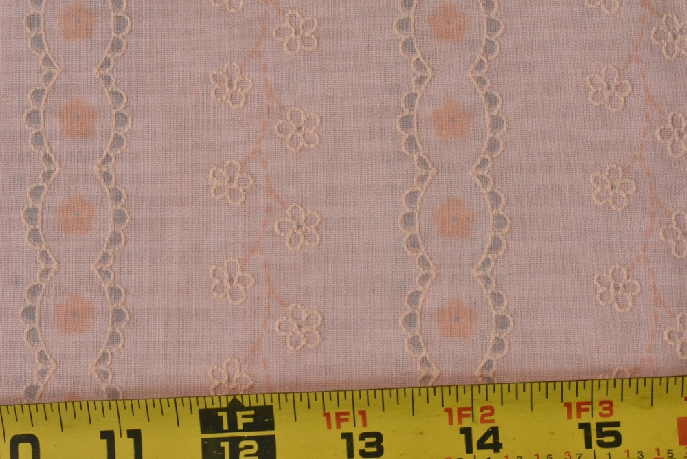 By 1/2 Yd, Light-Weight Faux-Eyelet on Pastel-Peach Poly-Cotton, V911