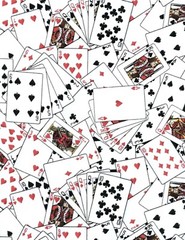 PREMIUM PRINT FABRIC – ALL OVER PLAYING CARDS ON WHITE – 1 1/2 YARDS
