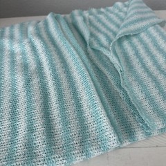 2 YARDS & 63″ Wide, Knitted Blue White Lightweight Stretch Quality Woven Fabric