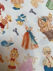 *OOP/VHTF* Michael Miller Paper Family Dolls Cotton Fabric by the HALF YARD