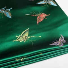 1M Satin Silky Fabric Jasper Cloth Butterfly Pattern Brocade Cheongsam Dress Sew
