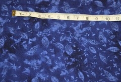 VTG. BLANK TEXTILES, Batik-Style Leaf Print on Mottled Blue – By The 1/2 Yd.