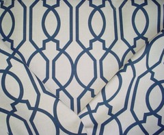 1-3/4Y Groundworks GWF-3008 Gazebo Navy Printed Linen Upholstery Fabric