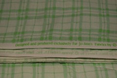 2.8 yds x 44″ PASTEL GREEN STRIPE PLAID COTTON FABRIC baby basics JOANN