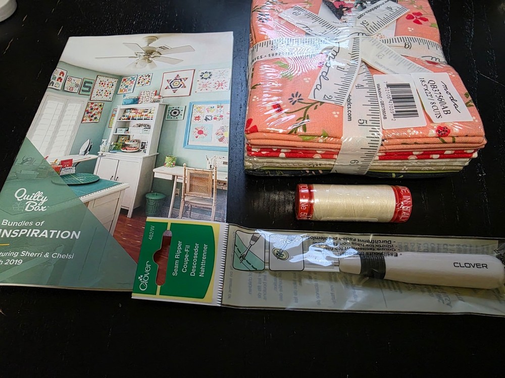 Quilty Box Full Kit March 2019 Fabric, pattern, thread, seam ripper