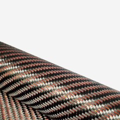 Metallic 3K Carbon Fiber Mixed Fabric Cloth 250gsm Twill Weave Long / Short Silk