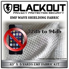 EMF RF RFID FARADAY Cell Block Wave Shielding Fabric 43″ X 5 Yards By BLACKOUT
