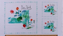 24″ X 44″ Panel New York State Symbols Roses Apples Cities Cotton Fabric D660.09