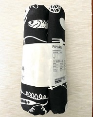 Ikea PIPDÅN Black & White Culinary Food Pre-Cut Fabric 59″x118″ (006.081.64) NEW