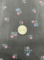 Vintage 1988 House N Home Fabrics Black And Floral Pattern 3 Yards 54” Wide B2