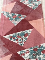 13”x42”, 13”x35” Japanese kimono silk fabric/ Katazome chrysanthemums E7