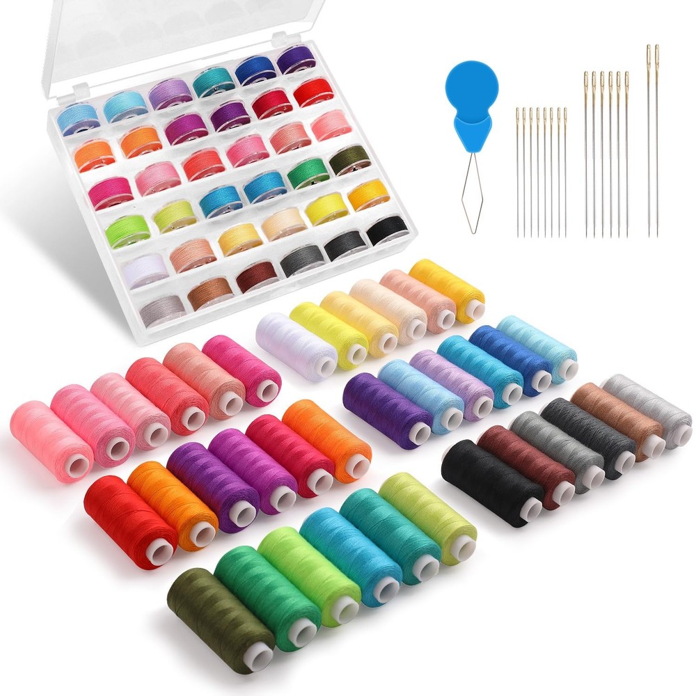 Auvitaya 72pcs Bobbins Sewing Thread Kits, 36 Colors 400 Yards multicolored