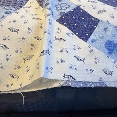 Cheater Quilt Fabric Wedding Ring 90s VTG 90×100 Duvet Blue & White NEW Sewing