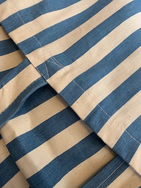 4+ Yards Heavy Cotton DENIM Stripes Blue White 60″W FABRIC Duvet Handmade