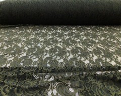 Embroidered Stretch Lace Apparel Fabric Sheer Floral Dark Moss Green YY110