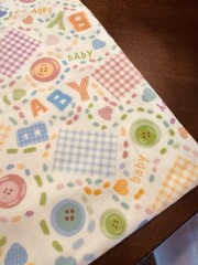 VTG NEW Yellow BABY Flannel Fabric Pink Blue Green Gingham Buttons Novelty 2 YDS