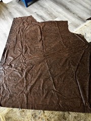 Western Tooled Faux Leather Fabric Remnant Brown Floral Crafting Upholstery