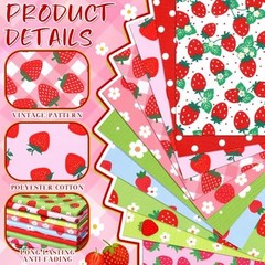 10 Pcs 18×22 Strawberry Fat Quarters Quilting Fabric Bundles
