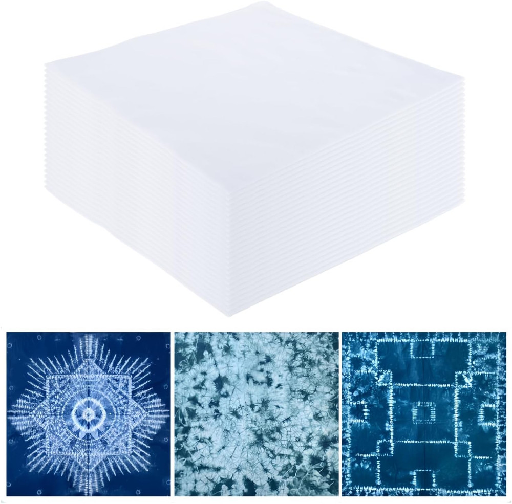 24-Pack White Cotton Bandanas for Tie Dye, 22X22 Inch Solid White DIY Blank Hank