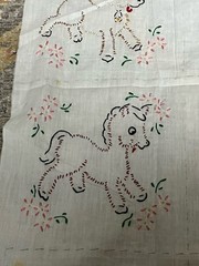 Hand Embroidered Panels 10 6″x8″ Chick Duck Cat Rabbit Dog Etc