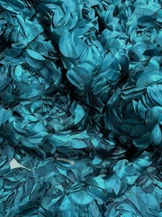 Maci TEAL 3D Floral Polyester Satin Rosette on Mesh Fabric by the Yard – 10057
