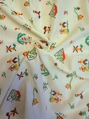 VTG Klopman Mills Dutch Theme Pattern Pale Yellow Back Ground 2.5 yards Fabric