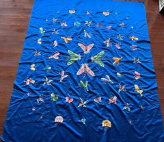 180cm X 150cm Pretty Butterfly embroidered Silk Fabric