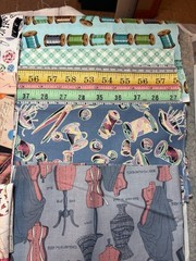 Sewing Theme cotton fabric scraps buttons thread 9″ x 21″ lot of 10 fat eighths