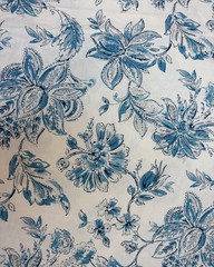 Richloom blue and ivory floral home decor fabric 2 pieces each is 59″ x 55″w