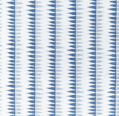 Cowtan & Tout Taza Indigo Blue & White Embroidered Stripe Fabric, 4.5 Yds, New