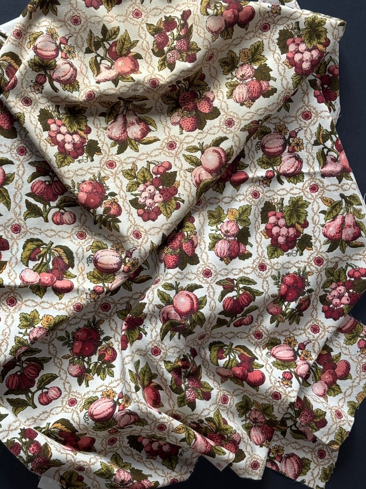 Vintage Fabric Scraps For Sewing Crafts Journal Fruit Pear Grape Strawberry