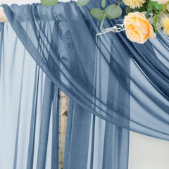 Wedding Arch Draping Fabric 29″ X 20Ft 4 Panels Dusty Blue Sheer Outdoor Curtain