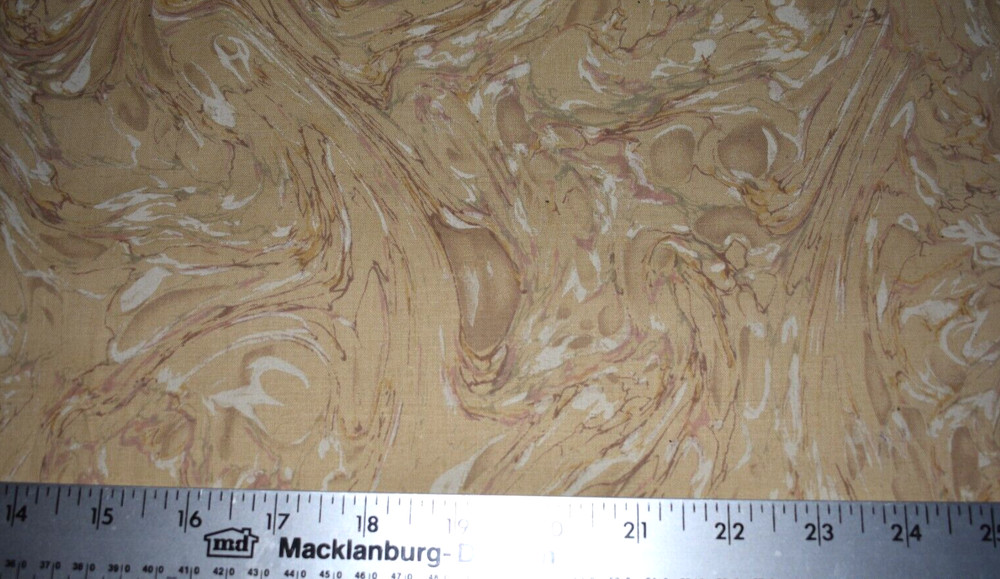 DISTRESSED TAN & BROWN 100% COTTON FABRIC 25X44 + INCH REMNANT