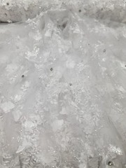 Gray Soft Silky Poly Chiffon Fabric By The Yard – Sheer Clear Sequin Embroidery