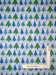 Christmas Tree Snowflake Fabric By The Yard Blue White Cotton Benartex Snow Days