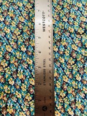 Small Flowers Teal Brown Yellow on Navy Blue VTG Cranston Crantix Fabric 34×44″W