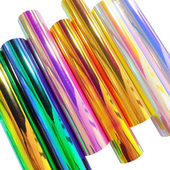 Holographic Faux Leather Fabric, 7 Pcs 8.3Inch X 11.8Inch Mirrored PU Leather Fa