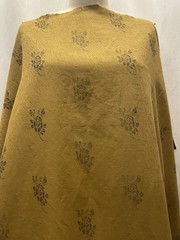 All Cotton Damask Mustard Gold Textured Floral Rose Fabric 1 Yard 16″ Long 48″ W