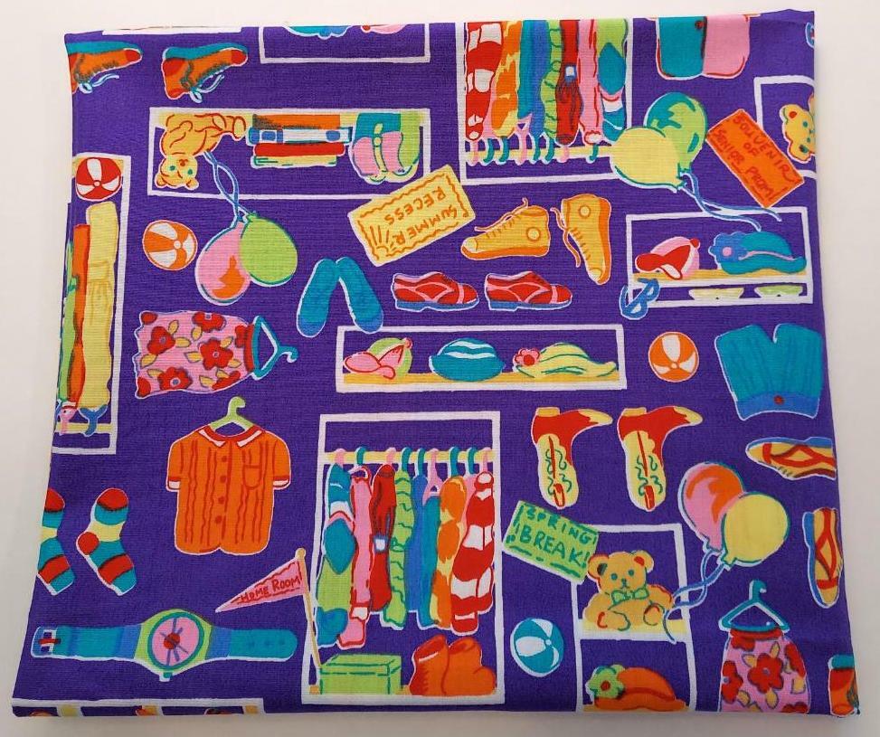 Novelty Print Fabric Cotton/Cotton Blend Neon Colors Student Dorm 34″Lx42″W