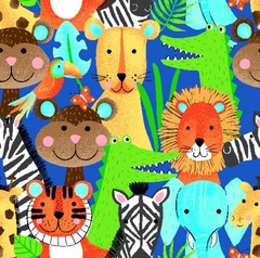 Safari Animals Multi Flannel Fabric