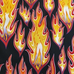 Alexander Henry Fabric Fire Girls 2003 Black 1 Yard Pinup Girls Flames